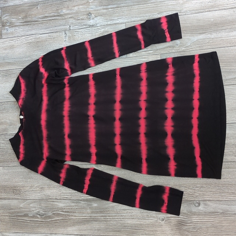 Young Fabulous and Broke Red and Black Tie-Dye Striped Dress S